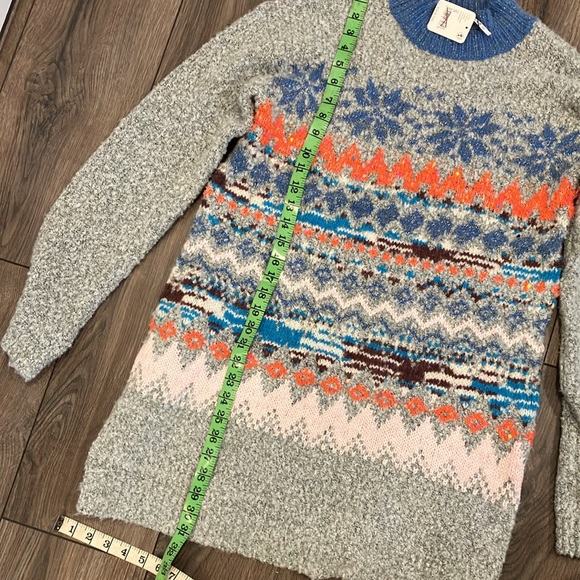 Free People Gray Fair Isle Snow Bunny Sweater Dress Small - Picture 7 of 9